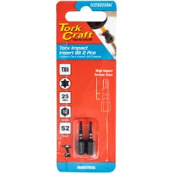 TORK CRAFT Torx Tx 6 Impact Insert Bit 25mm 2pc Carded