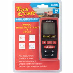 TORK CRAFT Laser Distance Meter 0.2 - 60m Vol/area/min/max/pyth Aaa Bat Inc