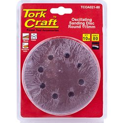 TORK CRAFT Oscillating Sandpaper A/o 115mm 10pc Round 80grit