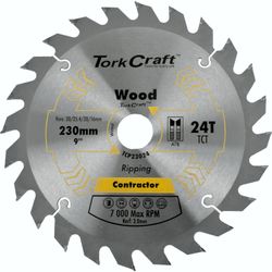 TORK CRAFT Blade Contractor 230x24t 30/1/2 Circular Saw Tct