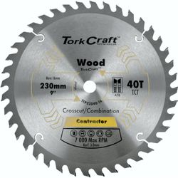 TORK CRAFT Blade Contractor 230 X40t 16mm Circular Saw Tct