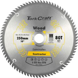 TORK CRAFT Blade Contractor 250 X 80t Tcg Neg Circular Saw Tct