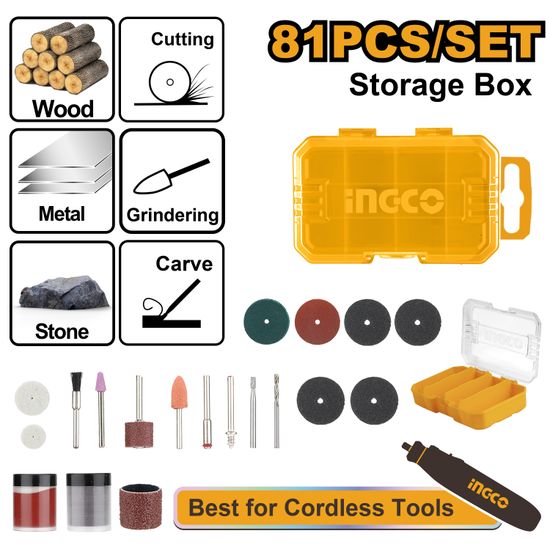 INGCO Drill Mini Acc Kit General 81pc