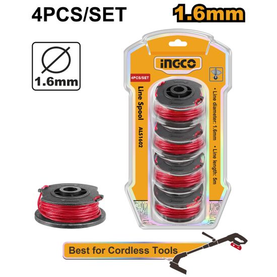 INGCO Trim Line 1.6mm X 5m Spiral Line 4pc