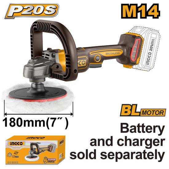 INGCO 20v Ps+ Angle Polisher B/l 180mm
