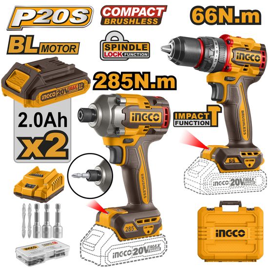 INGCO 20v Ps+ C/l 2pcs Drill/driver Combo Kit