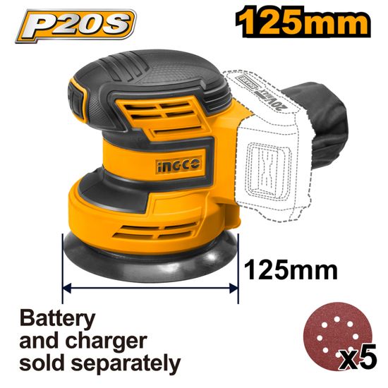 20v Ps+ C/l Sander 125mm+ 5p