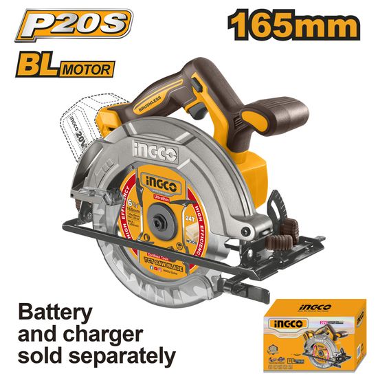 INGCO 20v Ps+ C/l Circular Saw 165mm +acc