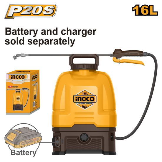 INGCO 20v Ps+ C/l Knapsack Sprayer 16l