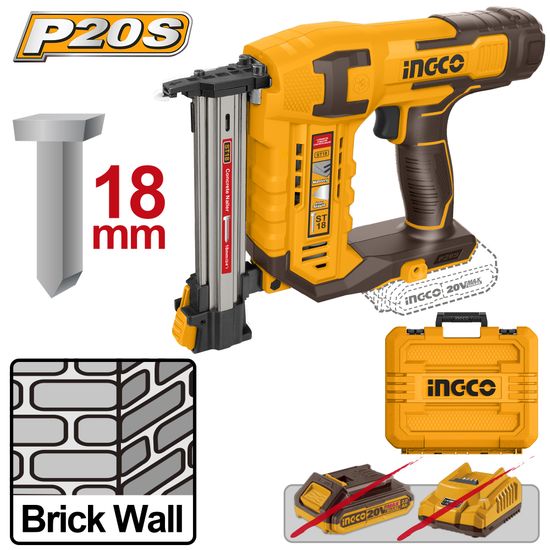 INGCO 20v Ps+ C/l Concrete Nailer St18m +acc