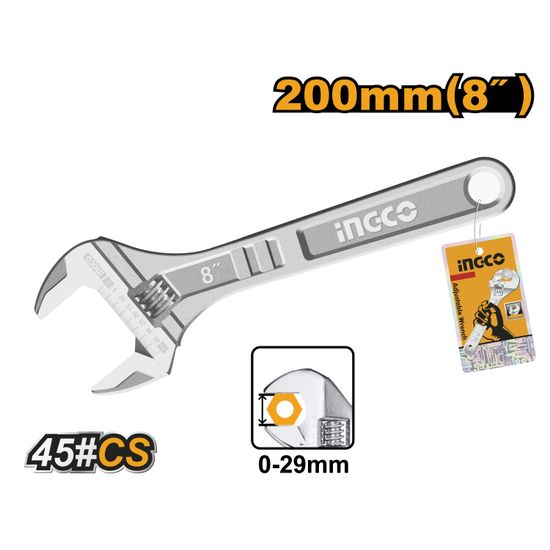 INGCO Wrench Adjustable 200mm
