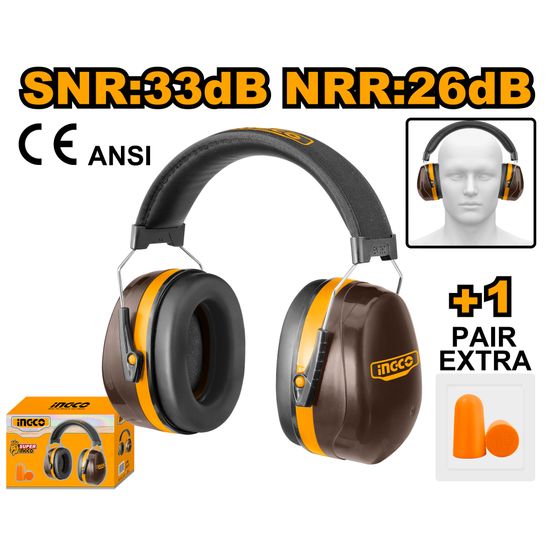 Earmuff With Head Band + 1pr Earplug