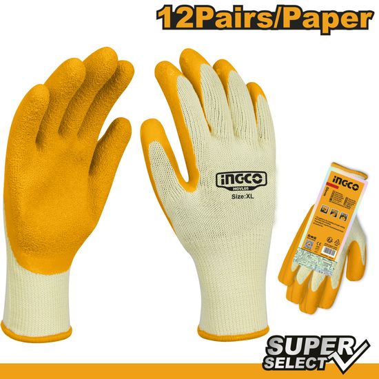 INGCO Glove Wrist Latex Dip Palm Xl