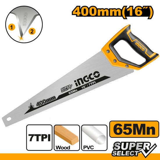 INGCO Saw Hand 400mm 7tpi Bev Bld