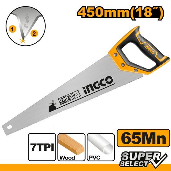 INGCO Saw Hand 450mm 7tpi Bev Bld