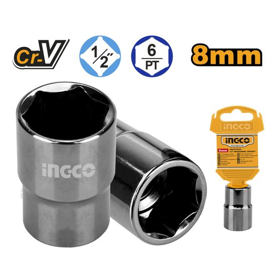 INGCO Socket Hex 1/2dr 6pt 8mm