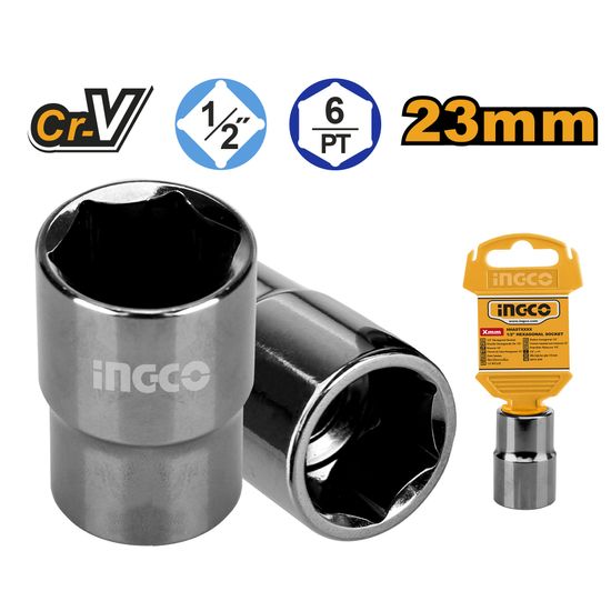 INGCO Socket Hex 1/2dr 6pt 23mm