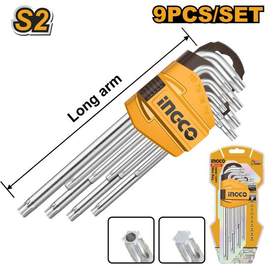 INGCO A/key 9pc Torx T10-t50 Crv