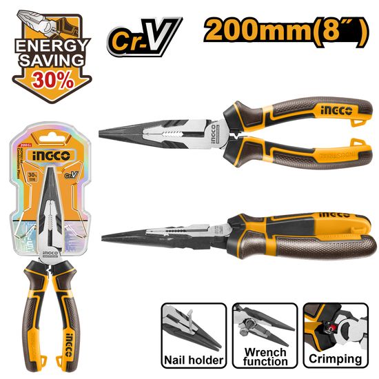 INGCO Plier L/nose 200mm Hl Cr-v
