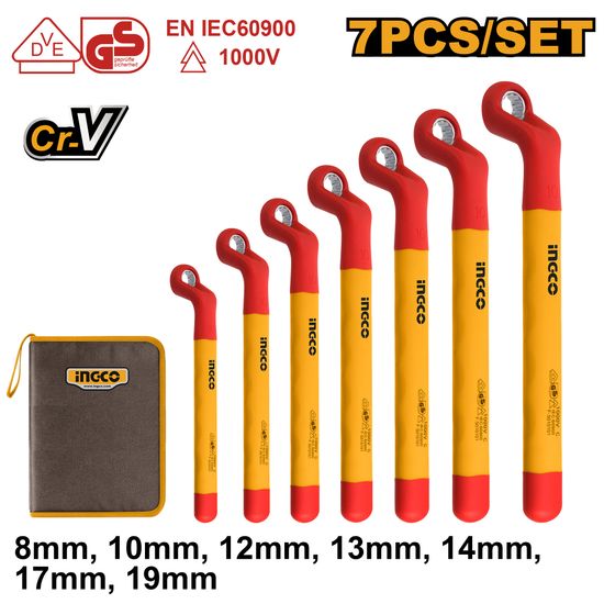 INGCO Wrench Set Bent Vde/gs Oe 8-19mm 7pc
