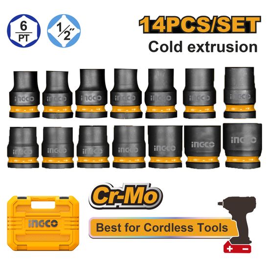 INGCO Impact Socket Set 1/2 14pc