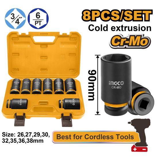 INGCO Impact Socket Set 3/4 8pc