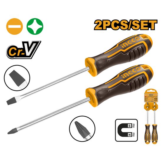 INGCO S/driver Set Ph/sl Crv 2pc