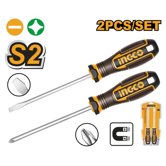 INGCO S/driver S2 Set Ph&slotted Mag 2pc
