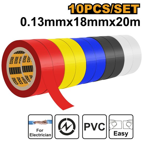 INGCO Tape Insul 20mx18x0.13mm R/y/b/bl/w P/10