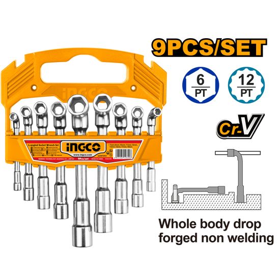 INGCO Socket Wrench Set L Agl 7-19mm