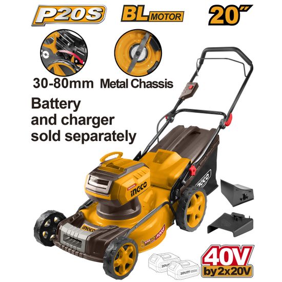 INGCO 20v Ps+ C/l 40v Lawn Mower 510mm 60l