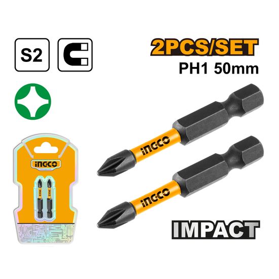 INGCO S/d Bit Impact Ph1 50mm S2 2pc
