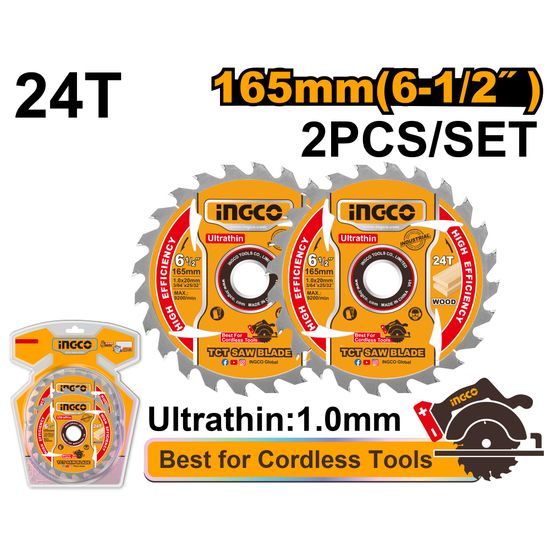 Blade Tct Wood U/thin 165x24t 2pcs
