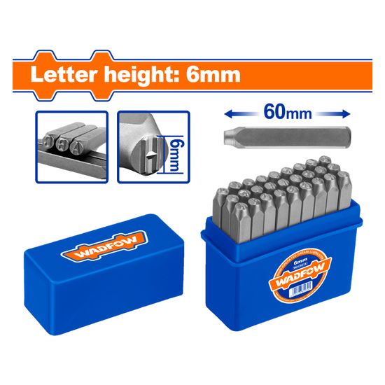 WADFOW Punch Letter Set A-z 6x60mm 27pcs