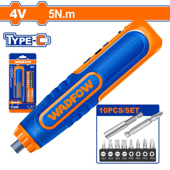 WADFOW 4v C/l Screwdriver 5nm 10pc Bit Set