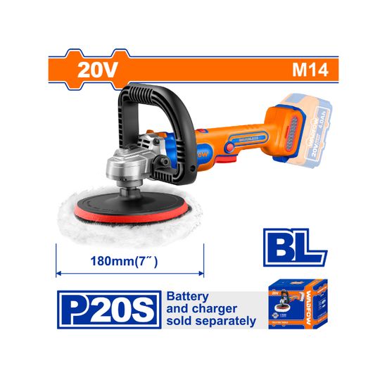 WADFOW 20v Ps+ C/l Polisher 180mm Incl Ass