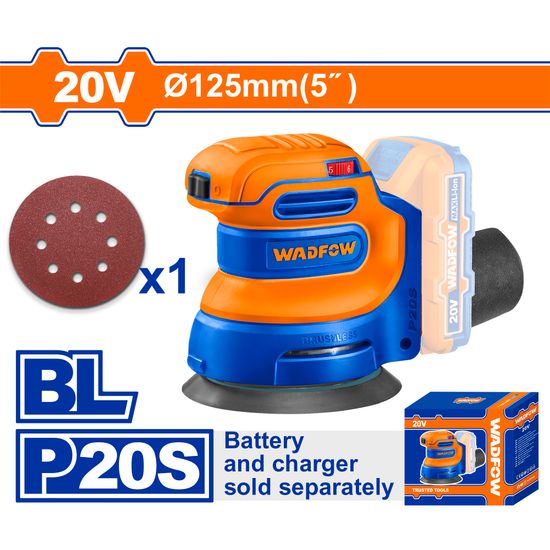 WADFOW 20v Ps+ C/l B/l Orbit Sander Ass No B/c
