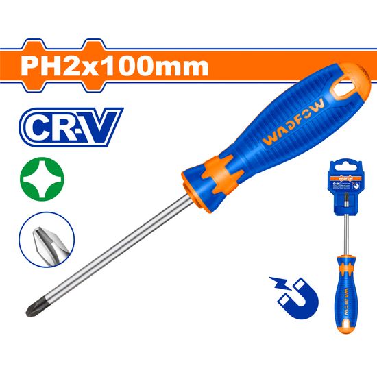 WADFOW Screw Driver Ph2 Bt Mag Cr-v 6x100mm