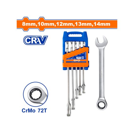 WADFOW Spanner Ratchet Set Cr-mo 8-14mm 5pcs