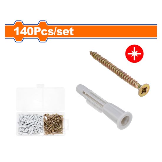 WADFOW Screw Chipboard & Anchor Set 6x36mm 140pcs