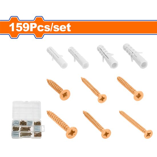 WADFOW Screw Chipboard & Anchor Acc Set 5-8mm 159pcs