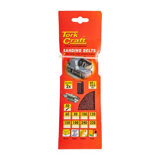 TORK CRAFT Sanding Belt 60 X 400mm 40grit 2/pack ( For Triton Palm Sander)