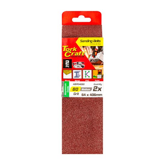 TORK CRAFT Sanding Belt 64 X 406mm 80grit 2/pack