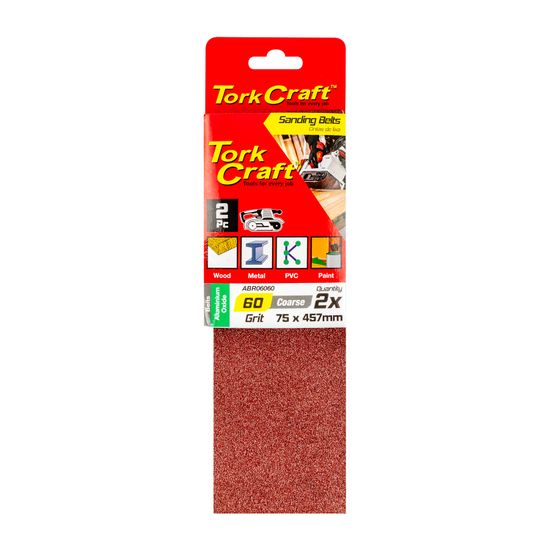 TORK CRAFT Sanding Belt 75 X 457mm 60grit 2/pack
