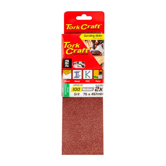 TORK CRAFT Sanding Belt 75 X 457mm 100grit 2/pack