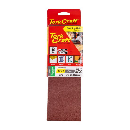 TORK CRAFT Sanding Belt 75 X 457mm 120grit 2/pack
