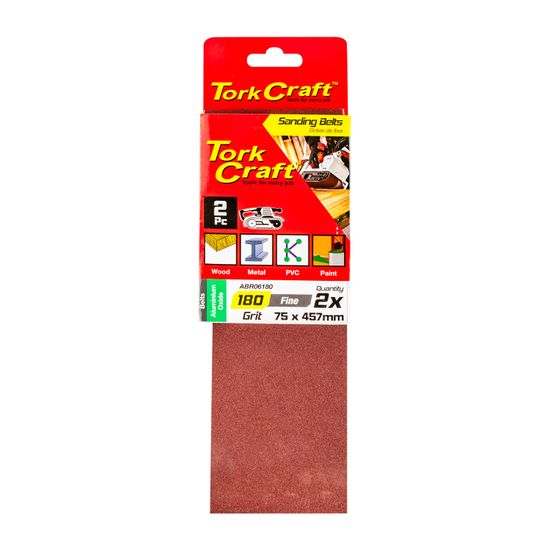 TORK CRAFT Sanding Belt 75 X 457mm 180grit 2/pack