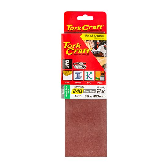 TORK CRAFT Sanding Belt 75 X 457mm 240grit 2/pack