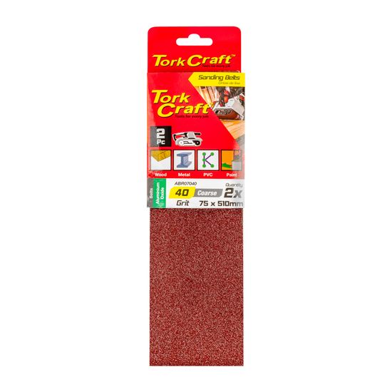 TORK CRAFT Sanding Belt 75 X 510mm 40grit 2/pack