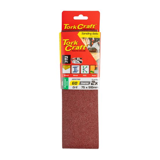 TORK CRAFT Sanding Belt 75 X 510mm 60grit 2/pack